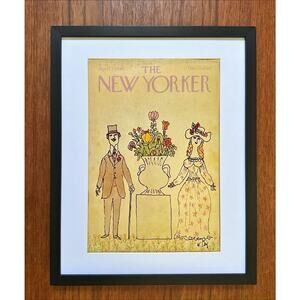Framed 1980 New Yorker Magazine April 7 Cover Steig Vase